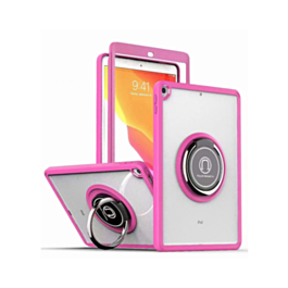 Hard PC Rear / Soft TPU Colorful Border Case with I-ring Holder - PINK for iPad 10 2022 (10.9") / iPad 11 (A16) (Only Ground Shipping)
