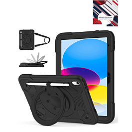 Shockproof Heavy Duty Stand Case with Pen Slot - BLACK for iPad 10 (2022) / iPad 11 (2025) (Only Ground Shipping)