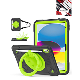 Shockproof Heavy Duty Stand Case with Pen Slot - BLACK & GREEN for iPad 10 (2022) / iPad 11 (2025) (Only Ground Shipping)
