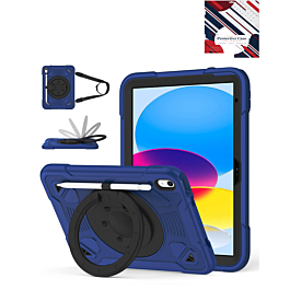Shockproof Heavy Duty Stand Case with Pen Slot - NAVY BLUE & BLACK for iPad 10 (2022) / iPad 11 (2025) (Only Ground Shipping)