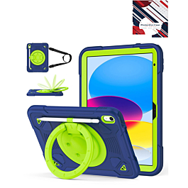 Shockproof Heavy Duty Stand Case with Pen Slot - NAVY BLUE & GREEN for iPad 10 (2022) / iPad 11 (2025) (Only Ground Shipping)