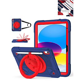 Shockproof Heavy Duty Stand Case with Pen Slot - NAVY BLUE & RED for iPad 10 (2022) / iPad 11 (2025) (Only Ground Shipping)