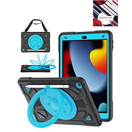 Shockproof Heavy Duty Stand Case with Pen Slot - BLACK & BLUE for iPad 10.2" (7th / 8th / 9th) / Air 3 / Pro 10.5 (Only Ground Shipping)