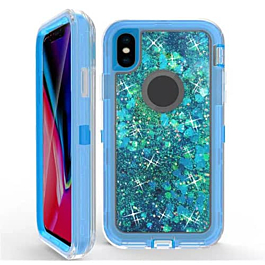 Protective Glitter Liquid Bumper Case Cover - LIGHT BLUE for iPhone XS Max (Only Ground Shipping)