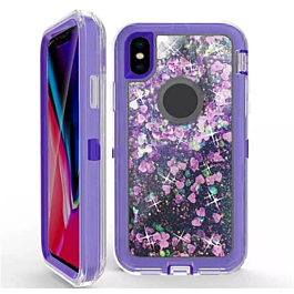 Protective Glitter Liquid Bumper Case Cover - PURPLE for iPhone XS Max (Only Ground Shipping)