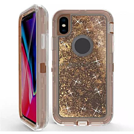 Protective Glitter Liquid Bumper Case Cover - ROSE GOLD for iPhone XS Max (Only Ground Shipping)