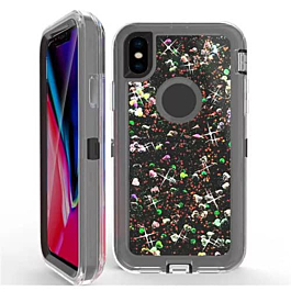 Protective Glitter Liquid Bumper Case Cover - BLACK for iPhone XS Max (Only Ground Shipping)