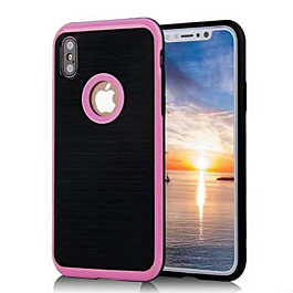 iPhone X / XS Brushed hybrid Armor Protective Case - Pink (Only Ground Shipping)