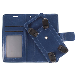 YUW-Large (5.2"-5.5") Universal Wallet Case with 360 Degree Rotating  Swivel Stand - NAVY BLU (Only Ground Shipping)