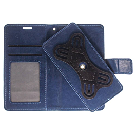 UWC-Small (4.5"-4.8") Universal Wallet Case with 360 Degree Rotating  Swivel Stand - NAVY BLU (Only Ground Shipping)