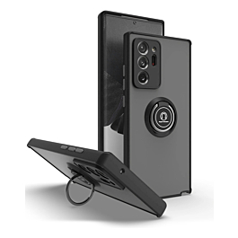 Galaxy Note 20 Hard PC Rear / Soft TPU Colorful Border Case with I-ring Holder - BLACK (Only Ground Shipping)