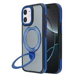 Matte Transparent Case with Wireless Charging Kickstand - BLUE for iPhone 12 / 12 Pro (Only Ground Shipping)