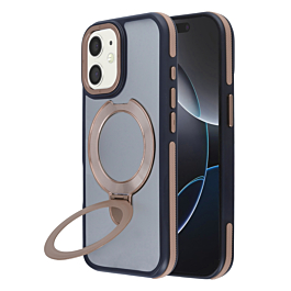 Matte Transparent Case with Wireless Charging Kickstand - DARK BROWN for iPhone 12 / 12 Pro (Only Ground Shipping)