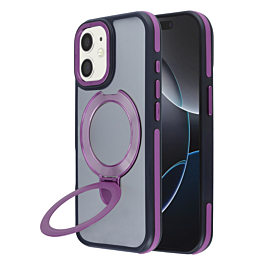 Matte Transparent Case with Wireless Charging Kickstand - PURPLE for iPhone 12 / 12 Pro (Only Ground Shipping)