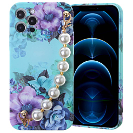 Full Cover Fashion Pearl Bracelet Flowers Design Case - C20 for iPhone 12 Pro (Only Ground Shipping)