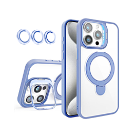 Magnetic Clear Case with 2 Kickstand & Camera Lens - LIGHT BLUE for iPhone 12 / 12 Pro (Only Ground Shipping)
