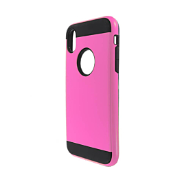 Hybrid Metal Brushed Shockproof Case Cover - PINK for iPhone XR (Only Ground Shipping)
