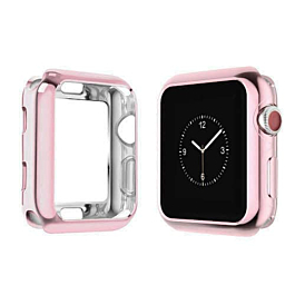 iWatch 40mm Soft TPU Bumper - CLEAR & PINK (Only Ground Shipping)