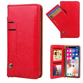 Luxury Leather Wallet Case with Credit Card Slot - RED for iPhone 11 Pro (Only Ground Shipping)