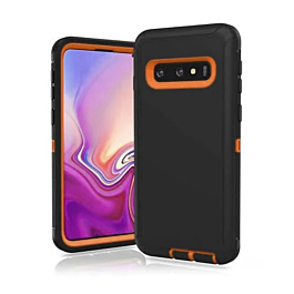 Heavy Duty Case for Galaxy S10 (BLACK & ORANGE) (Only Ground Shipping)