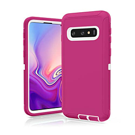 Heavy Duty Case for Galaxy S10+ (HOT PINK & WHITE) (Only Ground Shipping)