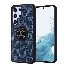 Galaxy S23 Pattern Design Hard PC Rear/Soft TPU Colorful Border Case with I - ring Holder - BLUE (Only Ground Shipping)