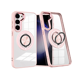 Galaxy S23 Transparent Wireless Charging Case with Ring Holder - PINK (Only Ground Shipping)