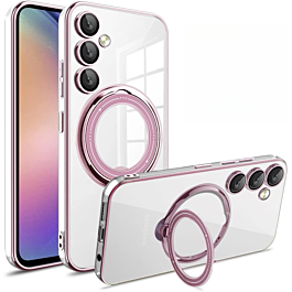 Galaxy S23FE Magnetic Clear Cases with Magsafe Ring Stand - PINK (Only Ground Shipping)
