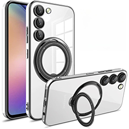 Galaxy S23 Plus Magnetic Clear Cases with Magsafe Ring Stand - BLACK (Only Ground Shipping)