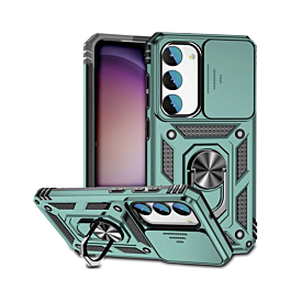 Galaxy S24 / S25 Dual Layers Hybrid Case with Metal Ring And Camera Protector - DARK GREEN (Only Ground Shipping)