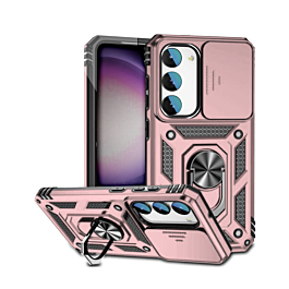 Galaxy S24 / S25 Dual Layers Hybrid Case with Metal Ring And Camera Protector - ROSE GOLD (Only Ground Shipping)