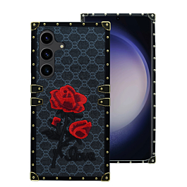 Galaxy S24 / S25 Double Injection Rose Design Leather Case - BLUE (Only Ground Shipping)