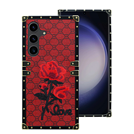 Galaxy S24 / S25 Double Injection Rose Design Leather Case - RED (Only Ground Shipping)