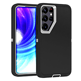 Heavy Duty Case for Galaxy S24 Ultra (BLACK & WHITE) (Only Ground Shipping)