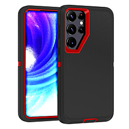 Heavy Duty Case for Galaxy S24 Ultra (BLACK & RED) (Only Ground Shipping)