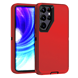 Heavy Duty Case for Galaxy S24 Ultra (RED & BLACK) (Only Ground Shipping)