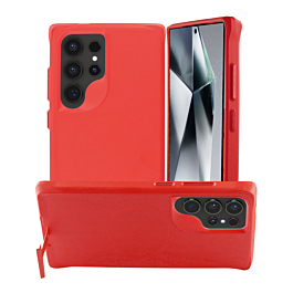 Galaxy S24 Ultra Wireless Charger Silicone Case with Metal Kickstand - RED (Only Ground Shipping)