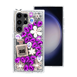 Crystal Flower Perfume Silicone Hard Case - PURPLE for Galaxy S24 Ultra (Only Ground Shipping)