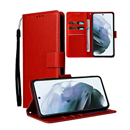 Leather Wallet Case with Card Slot for Galaxy S25FE (RED) (Only Ground Shipping)