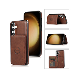 Leather Pocket Wallet Case for Galaxy S25FE (BROWN) (Only Ground Shipping)