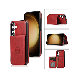 Leather Pocket Wallet Case for Galaxy S25FE (RED) (Only Ground Shipping)