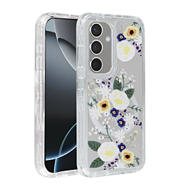 Flower Design Transparent Case with Wireless Charger - Style 3 for Galaxy S25FE (Only Ground Shipping)