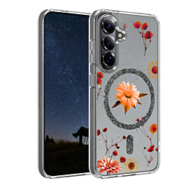 Galaxy S26 Floral Magnetic Case - BLACK (Only Ground Shipping)