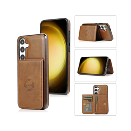 Galaxy S26 Leather Pocket Wallet Case - BROWN (Only Ground Shipping)