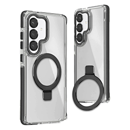 Galaxy S26 Thin Magnetic Clear Case with Camera Stand Kickstand - BLACK (Only Ground Shipping)