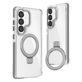Galaxy S26 Thin Magnetic Clear Case with Camera Stand Kickstand - GRAY (Only Ground Shipping)