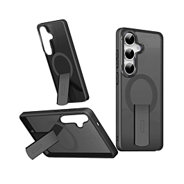 Slim Translucent  Wireless Charging Case with Folding Stand -SMOKE BLACK  for Galaxy S26 Plus (Only Ground Shipping)