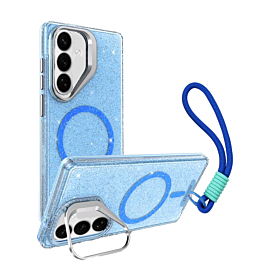 Glitter MagSafe Phone Case with Wrist Strap - BLUE for Galaxy S26 Plus (Only Ground Shipping)