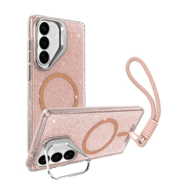 Glitter MagSafe Phone Case with Wrist Strap - PINK for Galaxy S26 Plus (Only Ground Shipping)