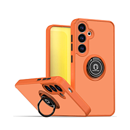 Hard PC Rear Colorful Border Case with Ring Holder - ORANGE for Galaxy S26 Plus  (Only Ground Shipping)